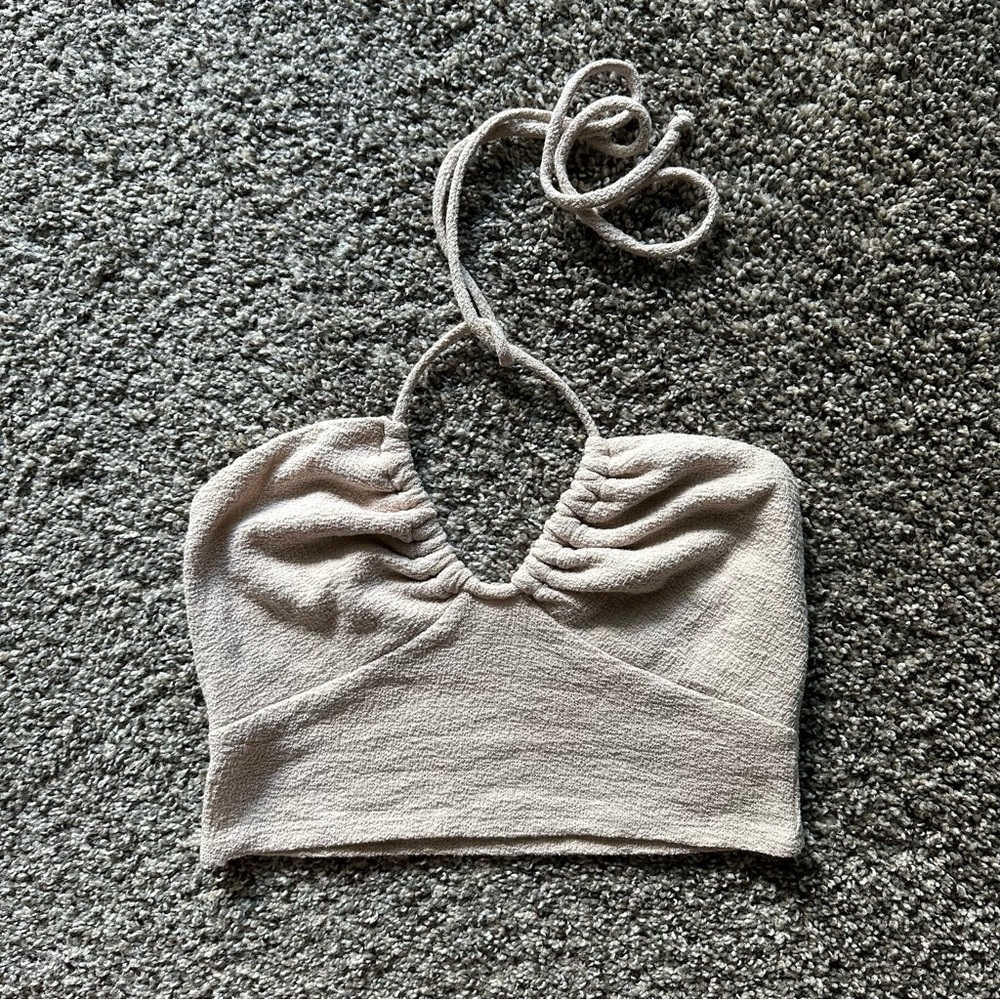 Luca and Grae cream keyhole crop top